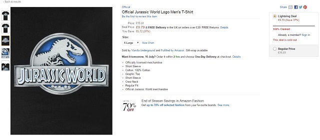 Jurassic World shirt deal