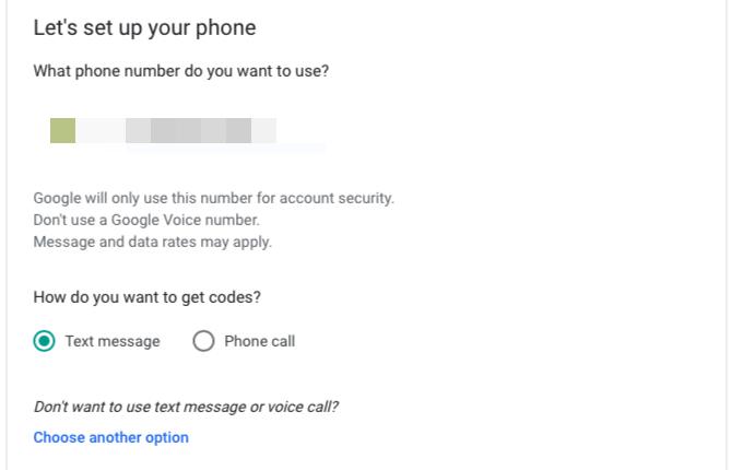 Voeg telefoonnummer toe tijdens 2FA-configuratie voor Google-account