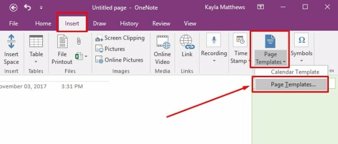 maak een onenote kalendersjabloon