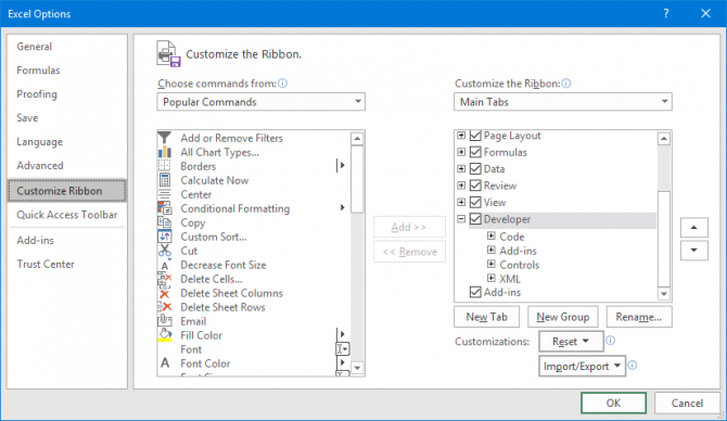 hoe een macro op te nemen in Excel 2016