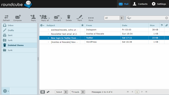 Roundcube Webmail-interface