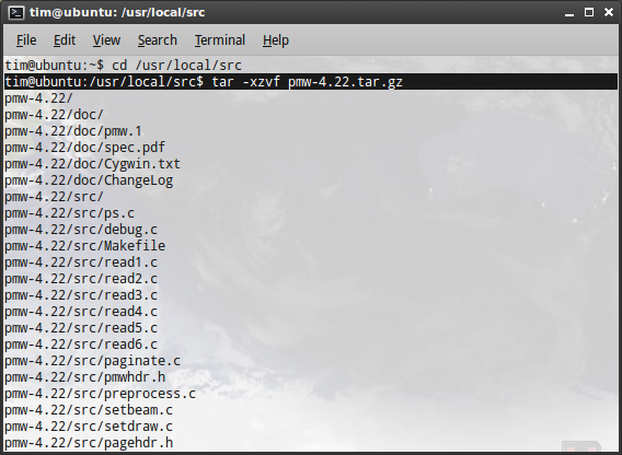TAR GZ & TAR BZ2-bestanden compileren en installeren in Ubuntu Linux untarpmw