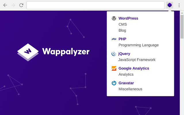 Chrome-extensies voor programmeurs - wappalyzer