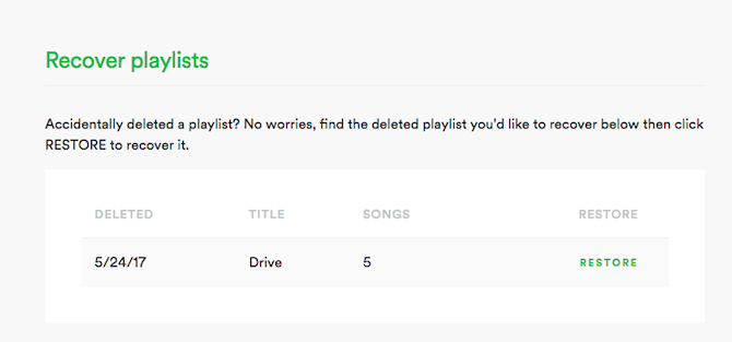 Spotify herstellen verwijderde afspeellijst