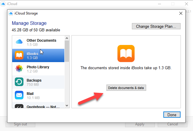 iCloud-configuratiescherm Beheer screenshot van opslag