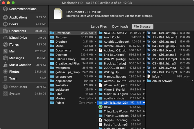 Mac Storage Management Bestandsbrowser