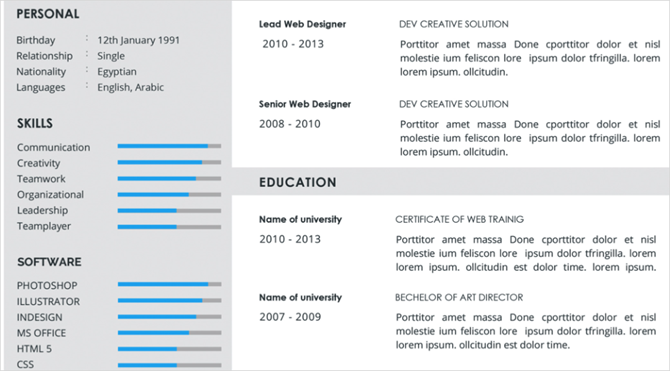 freepik witte curriculum vitae CV-sjabloon