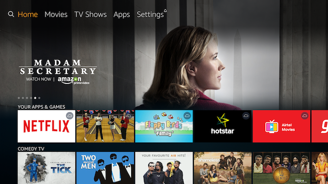 Beeldresultaat voor het startscherm van Amazon Fire TV