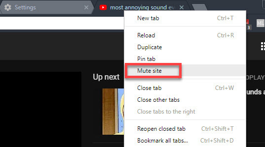 Hoe volledige websites te dempen in Chrome Chrome Mute Site