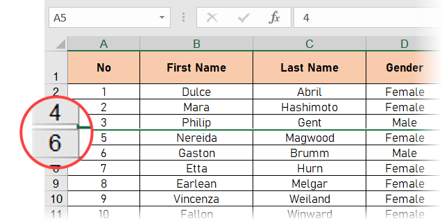 Rijen verborgen in Excel-marker