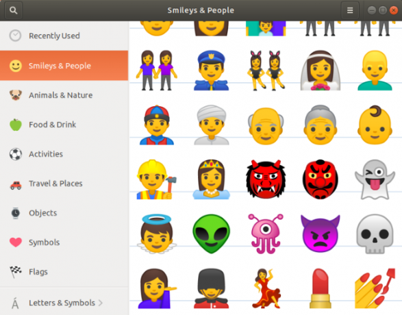 Ubuntu GNOME-smileys en emoji's