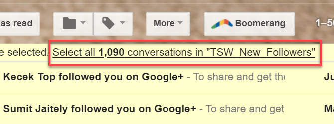 Selecteer gesprekken in Gmail