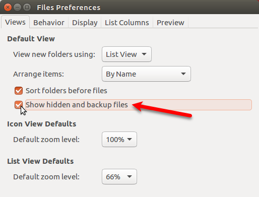 Toon verborgen en back-upbestanden in Nautilus in Ubuntu
