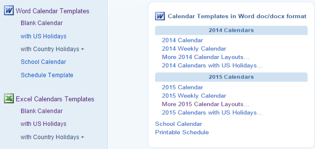 WinCalendar-sjablonen