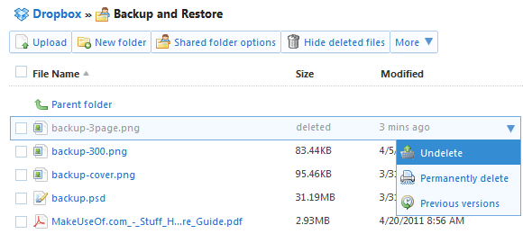 dropbox herstelt verwijderde bestanden