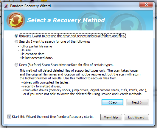 Herstel verloren gegevens gratis met Pandora Recovery [Windows] pandora-wizard bladeren