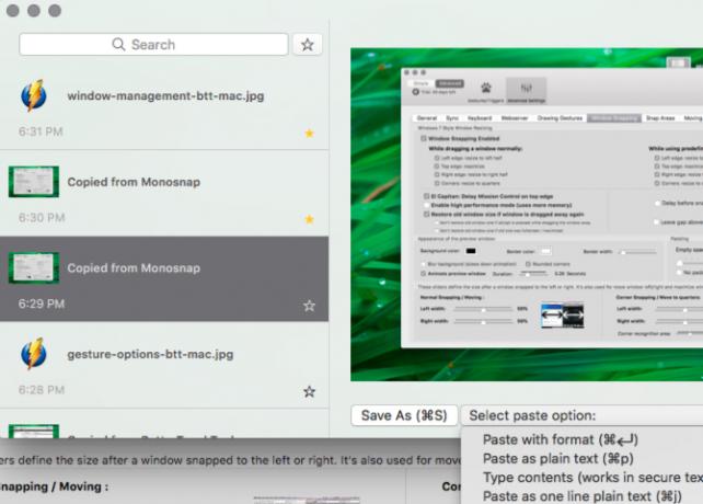 BetterTouchTool-klembordfunctie op Mac