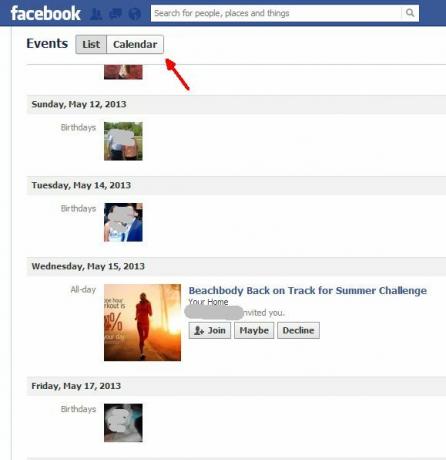 export facebook kalender