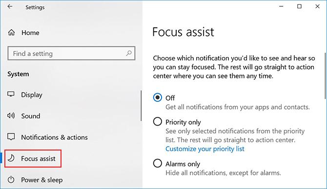 Windows Focus Assist gebruiken (voorheen rustige uren) Focus Assist