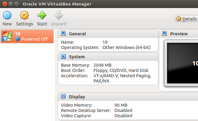 Overzicht van VirtualBox-instellingen