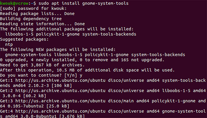 Installatie van gnome-system-tools op Ubuntu