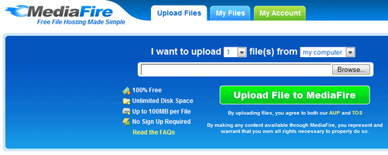 MediaFire - Onbeperkte bestandsopslag