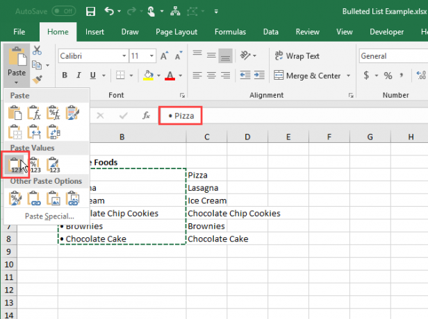 Plak waarden alleen in Excel