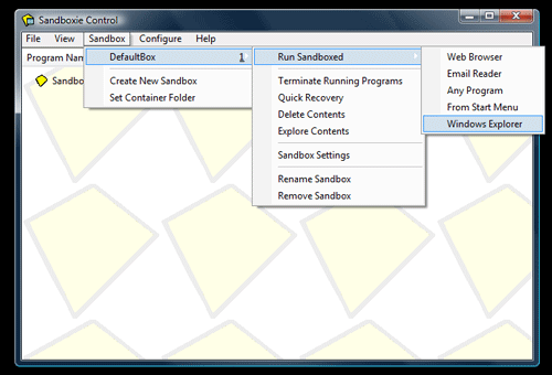 SandBoxie - Voer Windows Explorer uit in een veilige omgeving