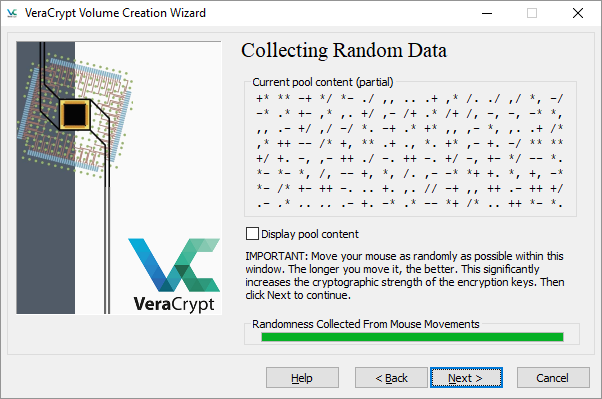 VeraCrypt-codering Verzamelen van willekeurige gegevens
