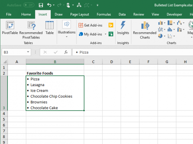 Maak een lijst met opsommingstekens in één cel in Excel