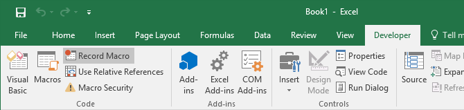 hoe een macro op te nemen in Excel 2016