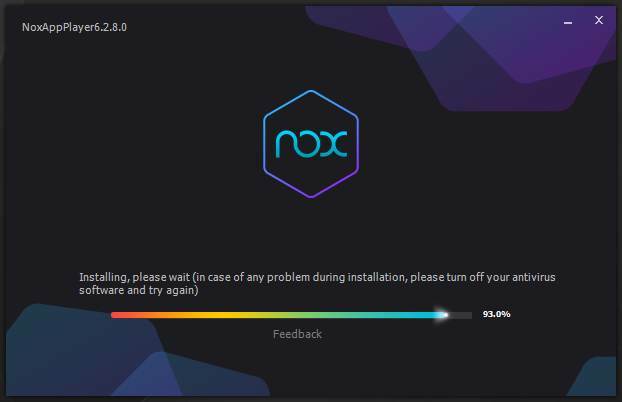 Nox installatiescherm