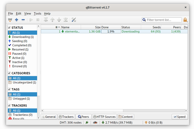 qBittorrent torrent-client op Linux