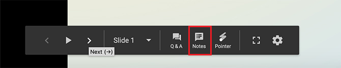 Maak overgangen in Google Slides Toolbar-notities