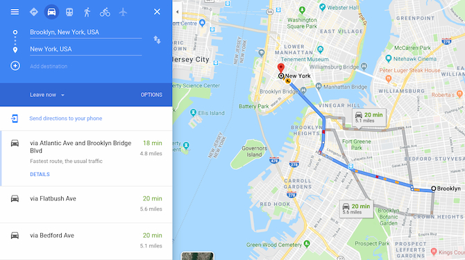 Stuur een routebeschrijving naar de telefoon op Google Maps