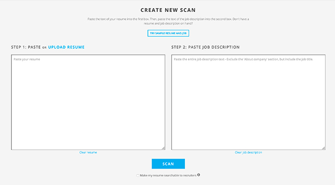 Jobscan Scan hervat gratis account