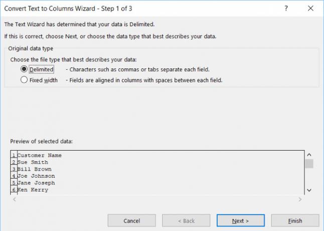 Converteer de wizard Tekst naar kolommen in Excel