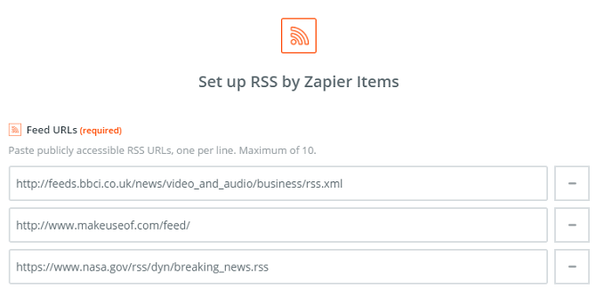 rss door zapier feeds invoer