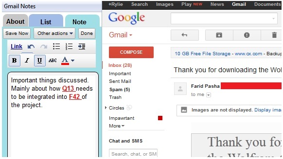 notities voor Gmail-e-mails