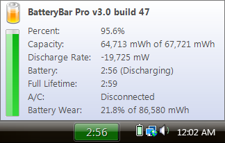 Twee vervangingen voor de batterijbalk van de Windows Laptop Battery Meter