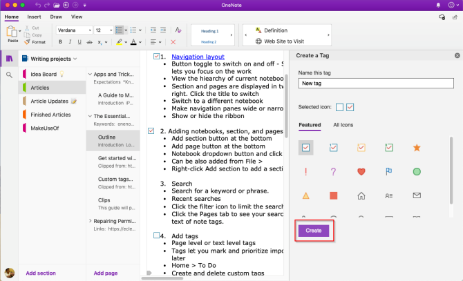 maak een aangepaste tag in OneNote