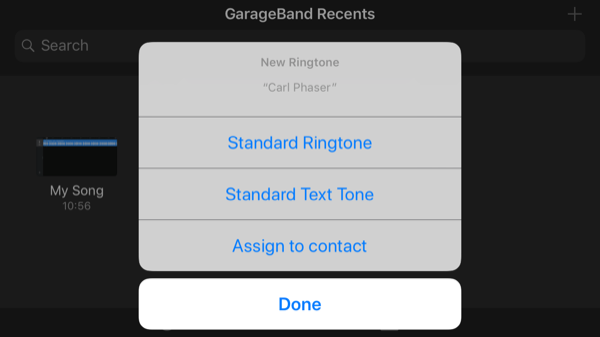 GarageBand-app Ringtone toewijzen