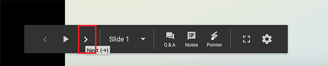 Maak overgangen in Google Slides Toolbar Play