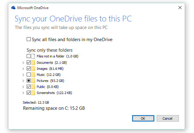 OneDrive-synchronisatie-instellingen