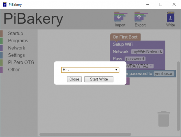 MakeUseOf Linux PiBakery Schrijf naar SD-kaart