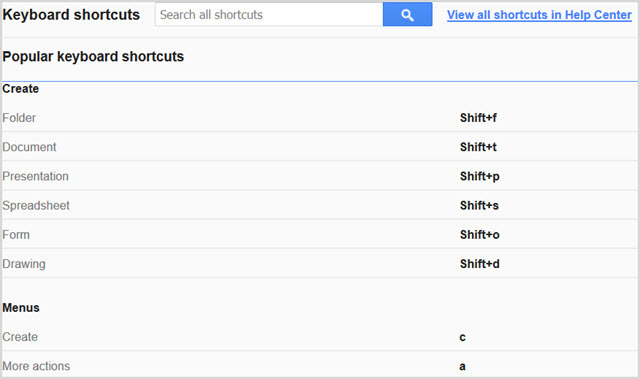 GoogleDriveKeyboardShortcuts
