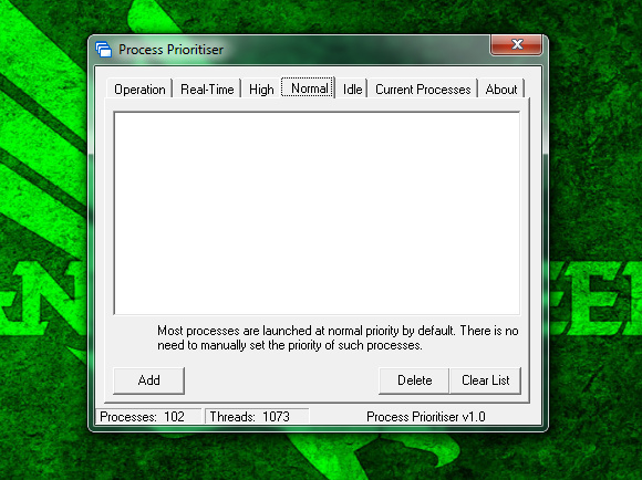 Geef uw applicaties een boost met Process Prioritizer [Windows] Process Prioritizer Normal Tab