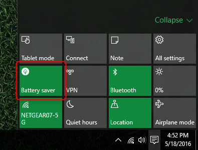 batterijbesparingsmodus windows 10