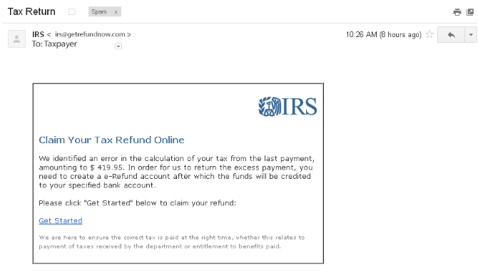 irs terugbetaling e-mail oplichting