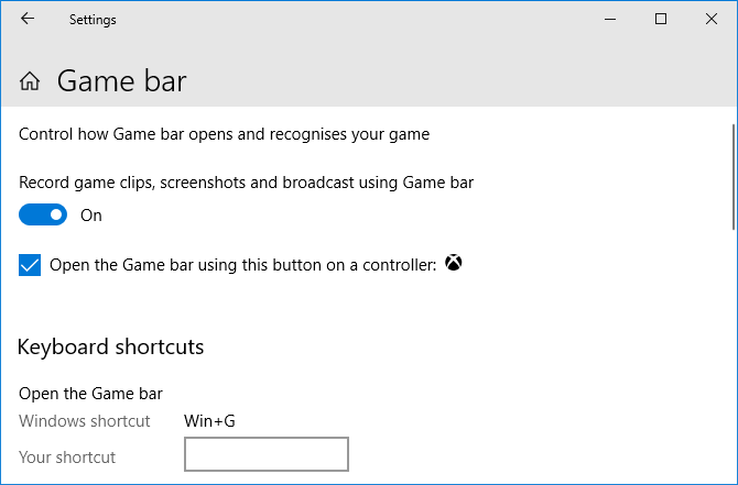 Game Bar-instellingen Windows 10